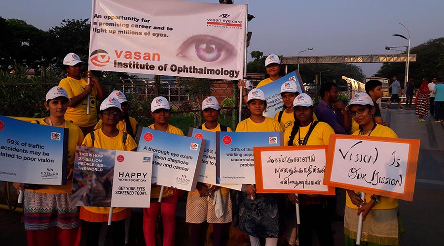 Students at an eye-health awareness walkathon